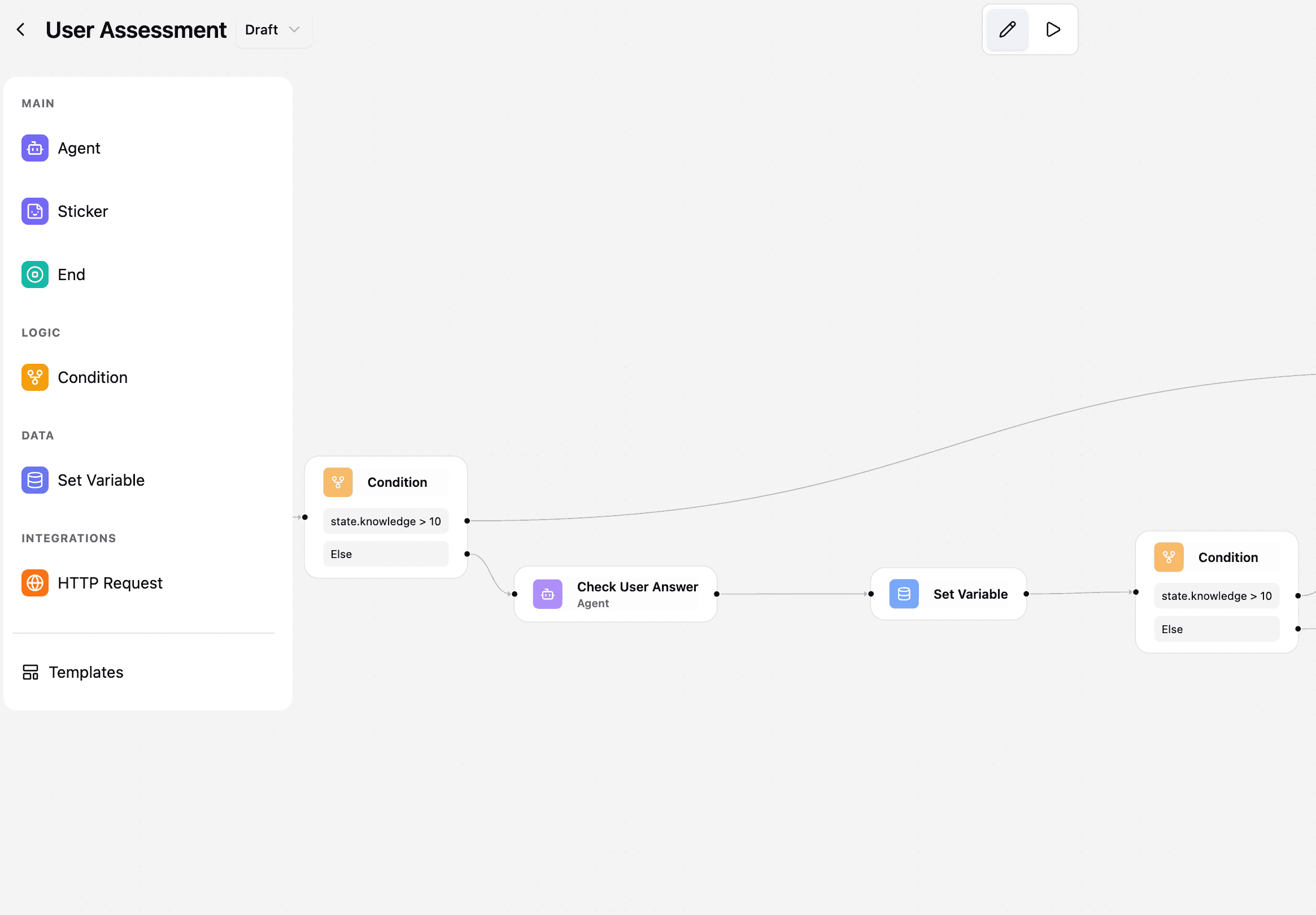 Visual agent constructor